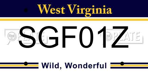 SGF01Z West Virginia License Plate