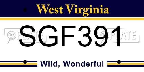 SGF391 West Virginia License Plate