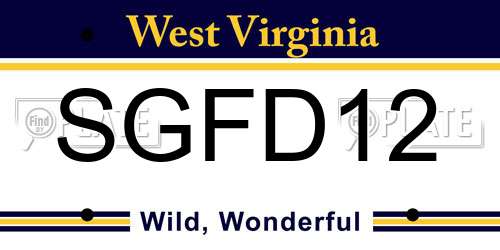 SGFD12 West Virginia License Plate