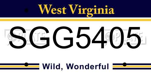 SGG5405 West Virginia License Plate