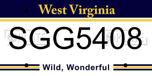 SGG5408 West Virginia License Plate