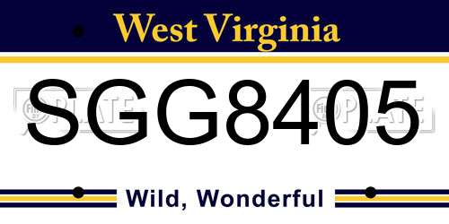 SGG8405 West Virginia License Plate