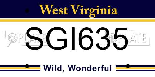 SGI635 West Virginia License Plate