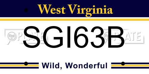 SGI63B West Virginia License Plate