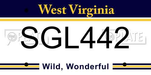 SGL442 West Virginia License Plate