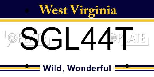 SGL44T West Virginia License Plate