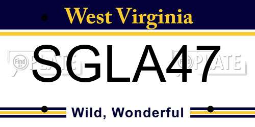 SGLA47 West Virginia License Plate