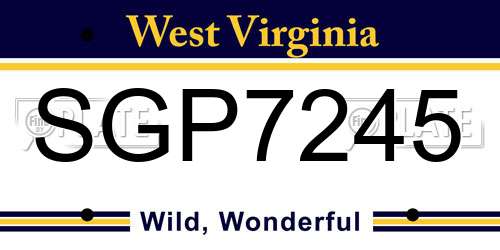 SGP7245 West Virginia License Plate
