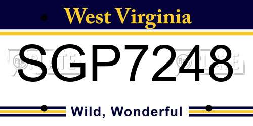 SGP7248 West Virginia License Plate