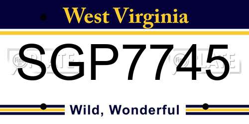 SGP7745 West Virginia License Plate