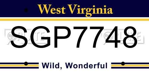 SGP7748 West Virginia License Plate