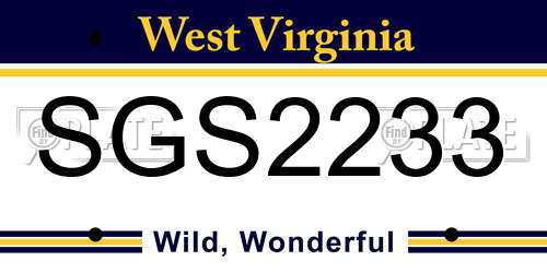 SGS2233 West Virginia License Plate