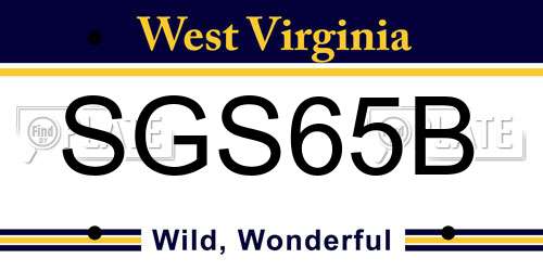 SGS65B West Virginia License Plate