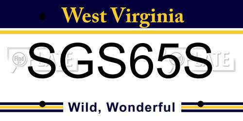 SGS65S West Virginia License Plate