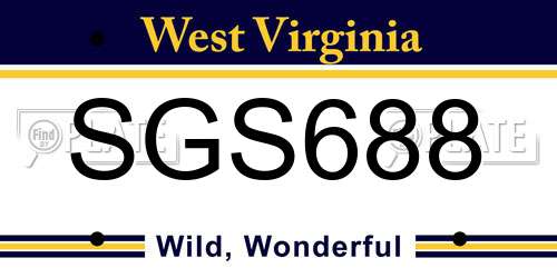 SGS688 West Virginia License Plate