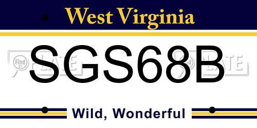 SGS68B West Virginia License Plate