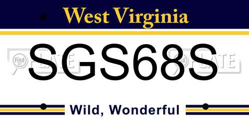SGS68S West Virginia License Plate