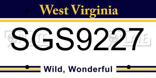 SGS9227 West Virginia License Plate