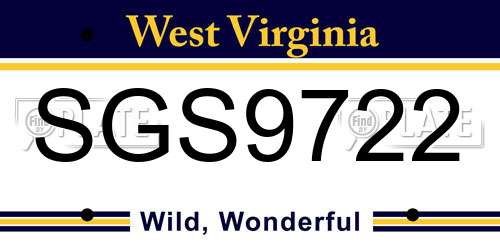 SGS9722 West Virginia License Plate