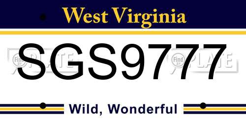 SGS9777 West Virginia License Plate
