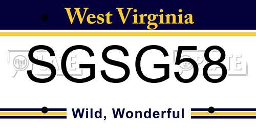 SGSG58 West Virginia License Plate