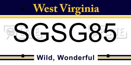SGSG85 West Virginia License Plate