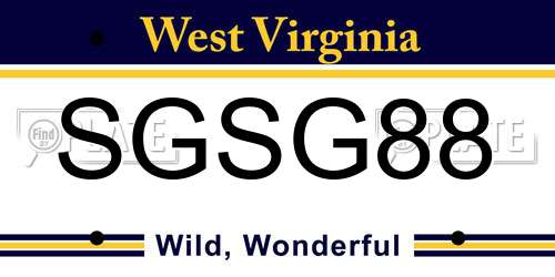 SGSG88 West Virginia License Plate