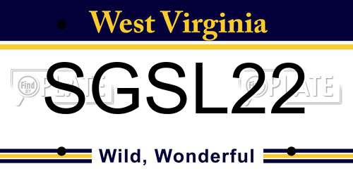 SGSL22 West Virginia License Plate