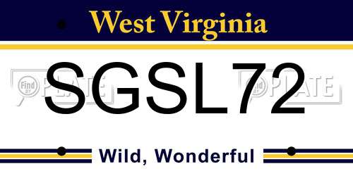 SGSL72 West Virginia License Plate