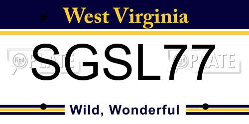 SGSL77 West Virginia License Plate