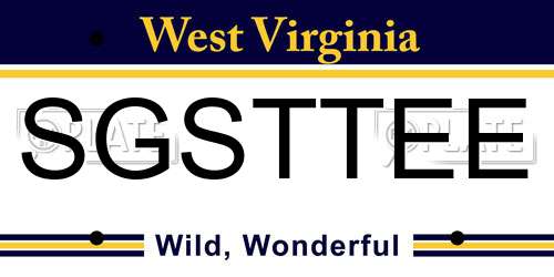SGSTTEE West Virginia License Plate