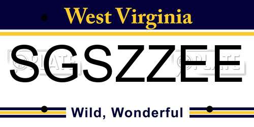 SGSZZEE West Virginia License Plate