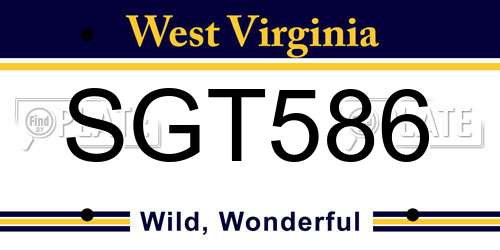 SGT586 West Virginia License Plate