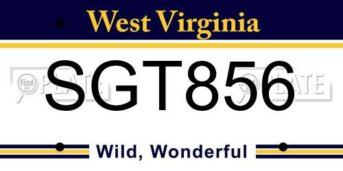 SGT856 West Virginia License Plate