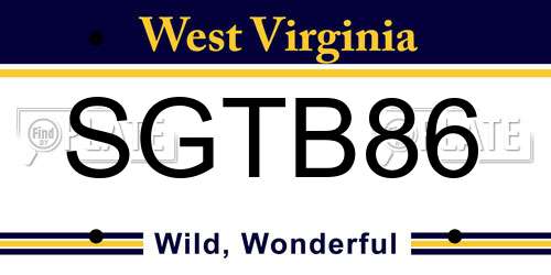 SGTB86 West Virginia License Plate