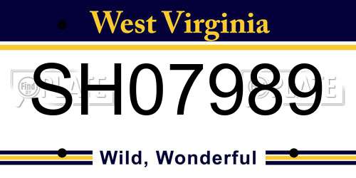 SH07989 West Virginia License Plate