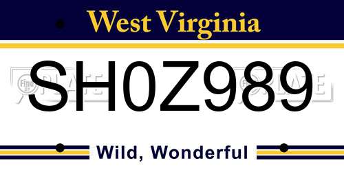 SH0Z989 West Virginia License Plate