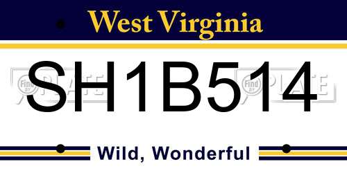 SH1B514 West Virginia License Plate