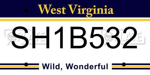 SH1B532 West Virginia License Plate