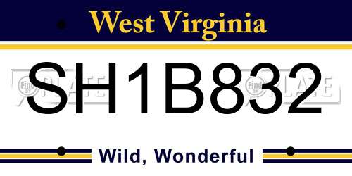 SH1B832 West Virginia License Plate
