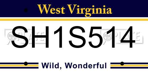 SH1S514 West Virginia License Plate