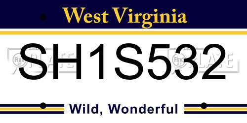 SH1S532 West Virginia License Plate