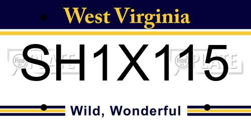 SH1X115 West Virginia License Plate