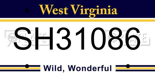 SH31086 West Virginia License Plate