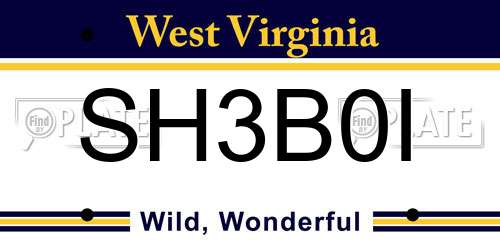 SH3B0I West Virginia License Plate