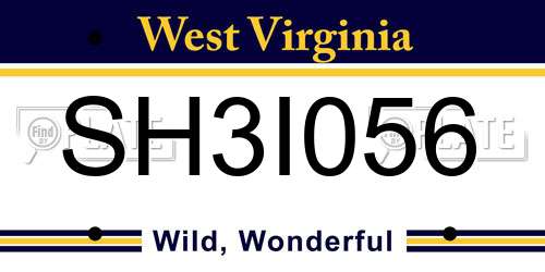 SH3I056 West Virginia License Plate