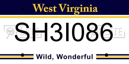 SH3I086 West Virginia License Plate