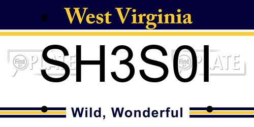 SH3S0I West Virginia License Plate
