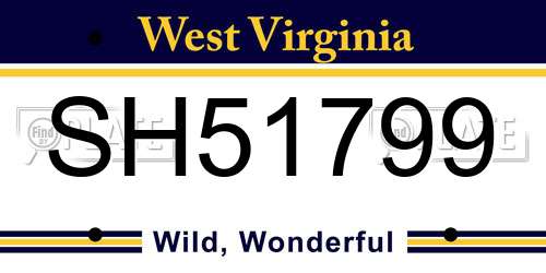 SH51799 West Virginia License Plate
