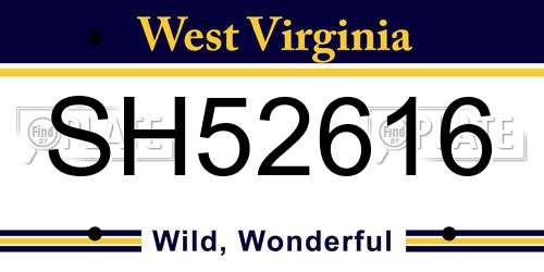 SH52616 West Virginia License Plate